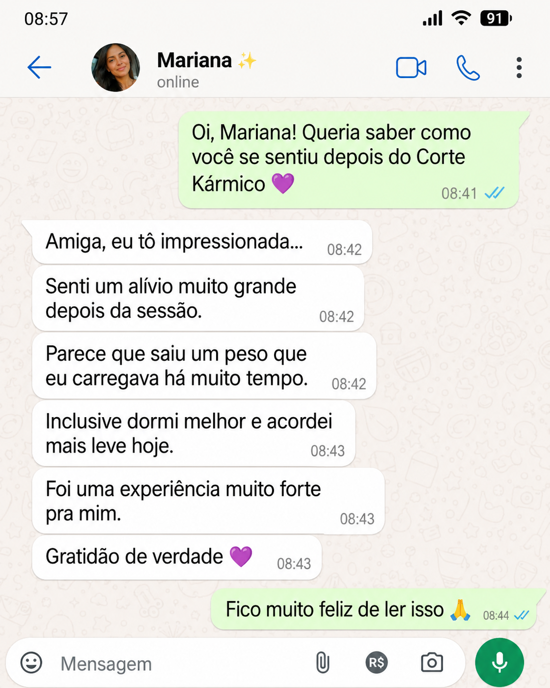Depoimento real de cliente do Corte Kármico 3